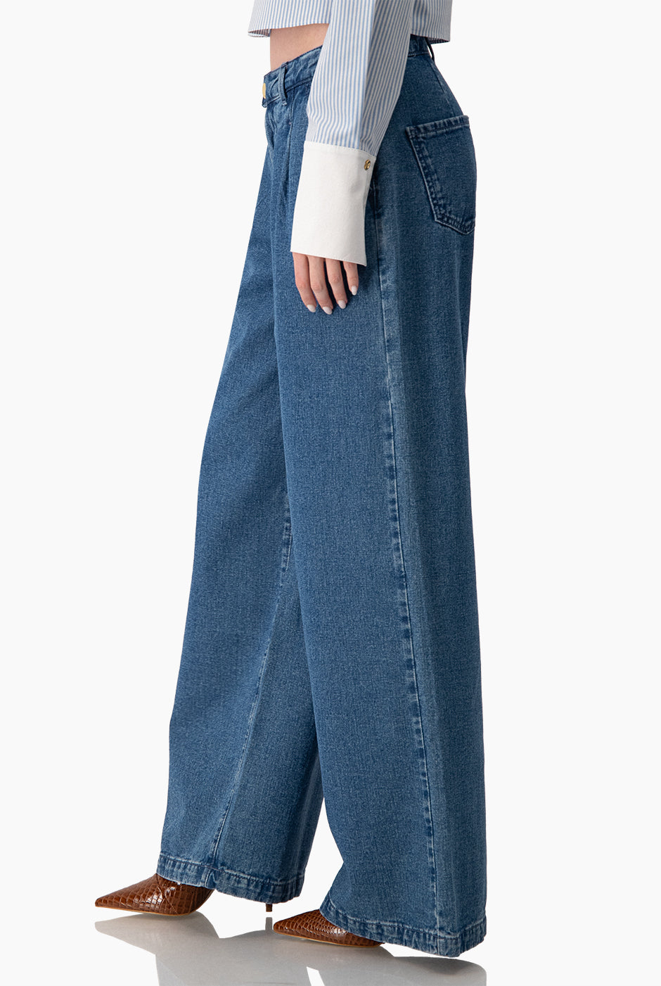 Jeans mom un boton frontal