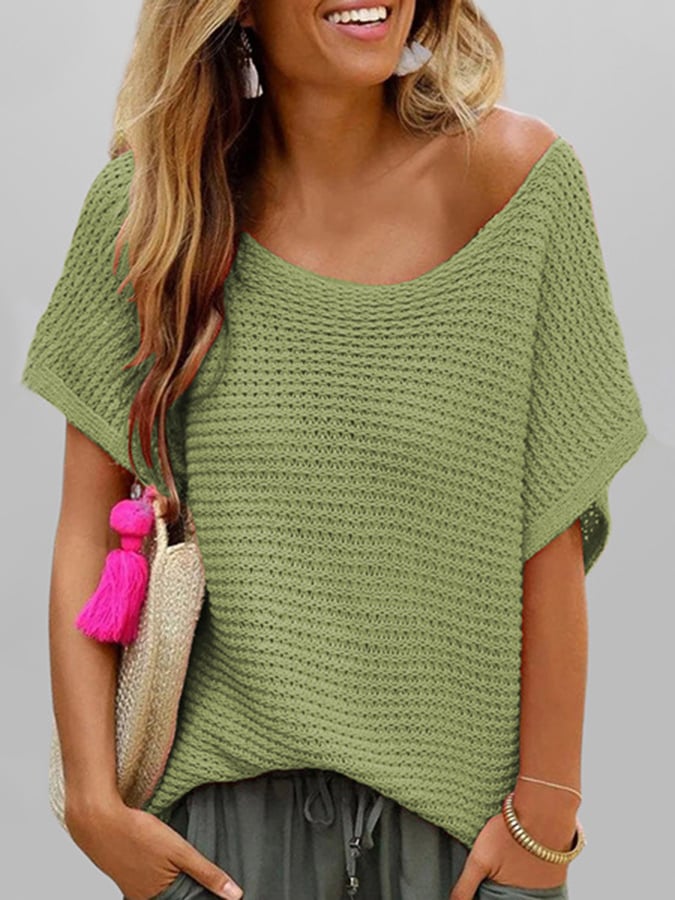 Women's Crew Neck Casual Resort Knitted Top