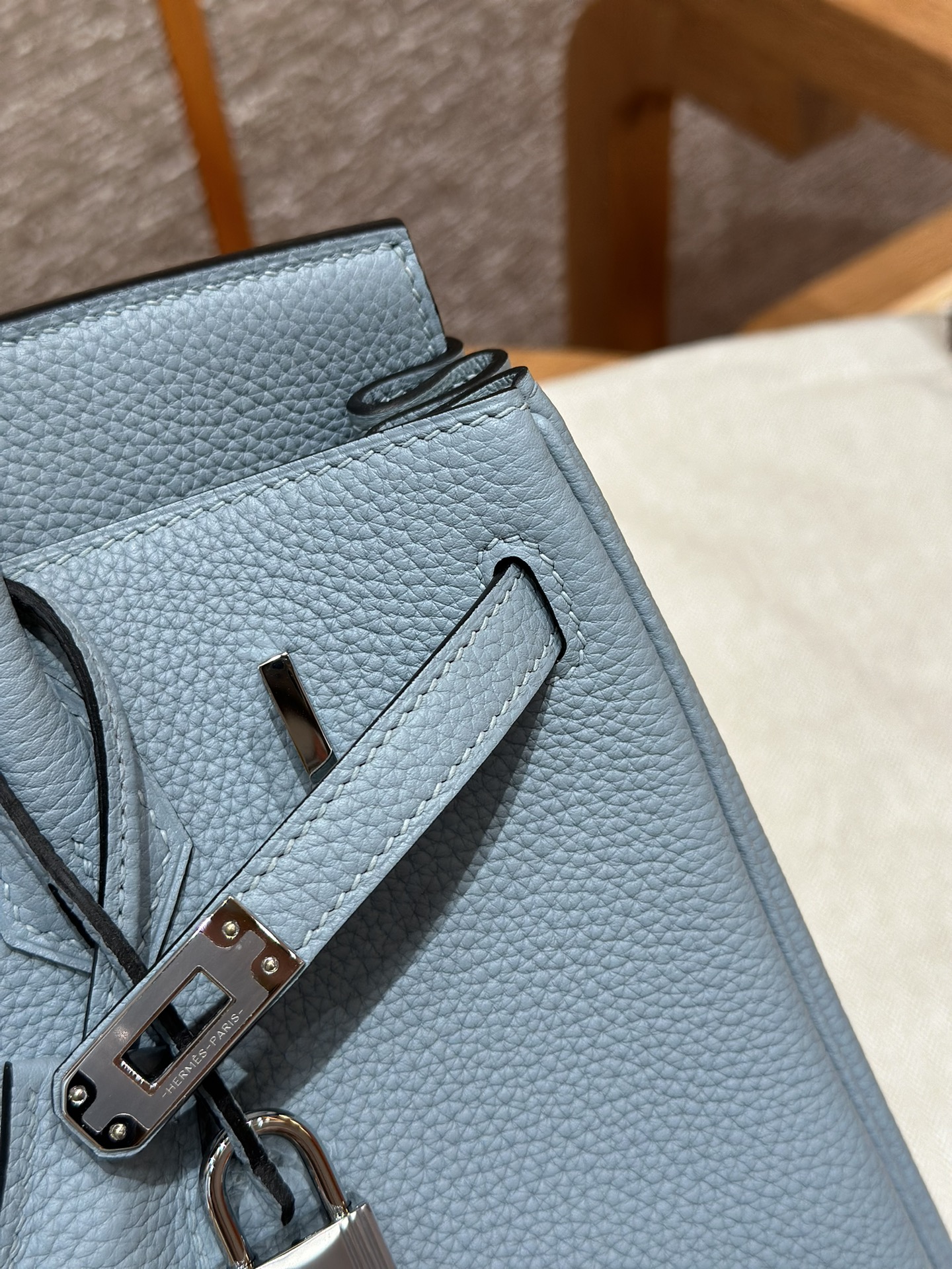 Hermes Birkin 6J7Blue lin handbag (handmade to order)