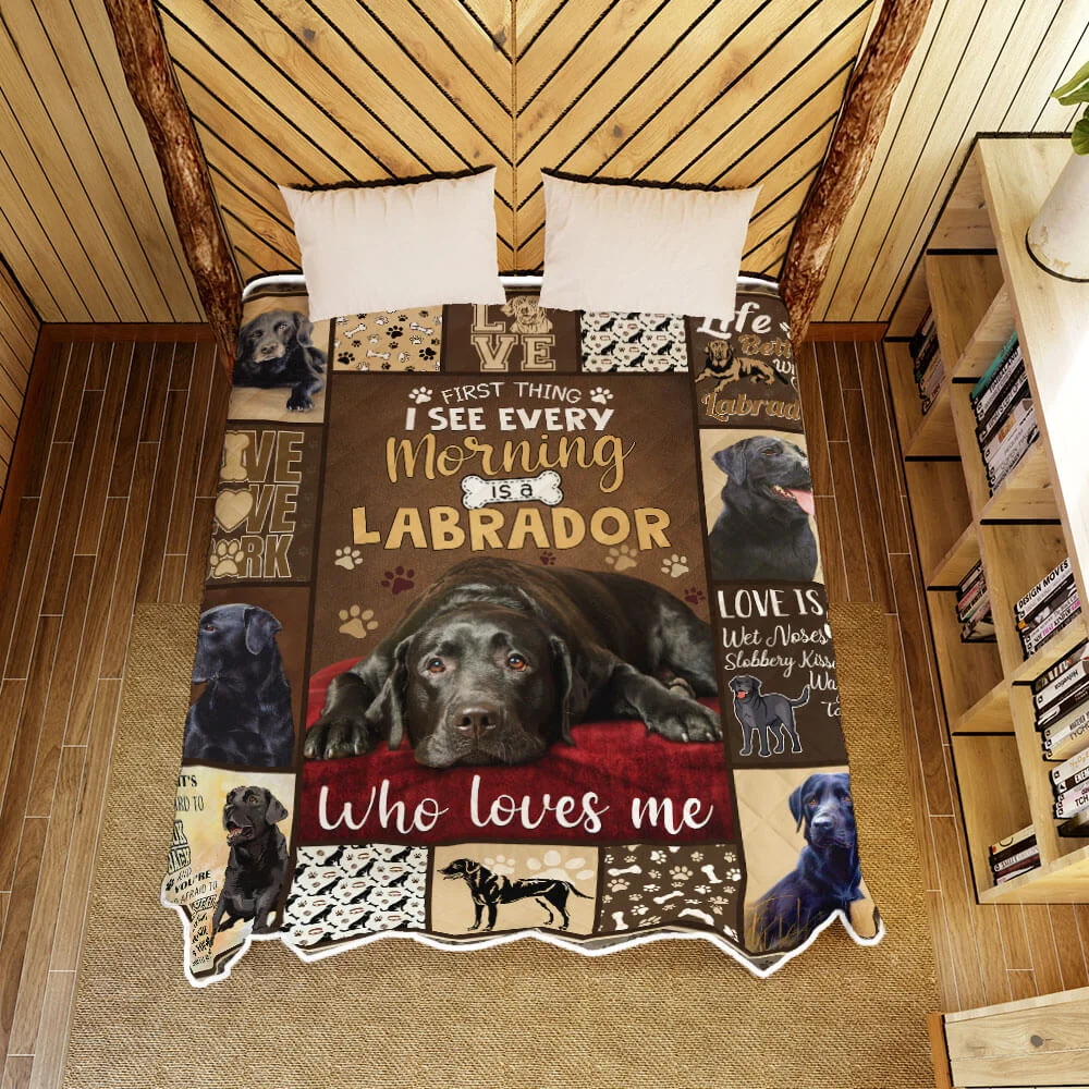 Black Labrador Retriever Quilt Blanket