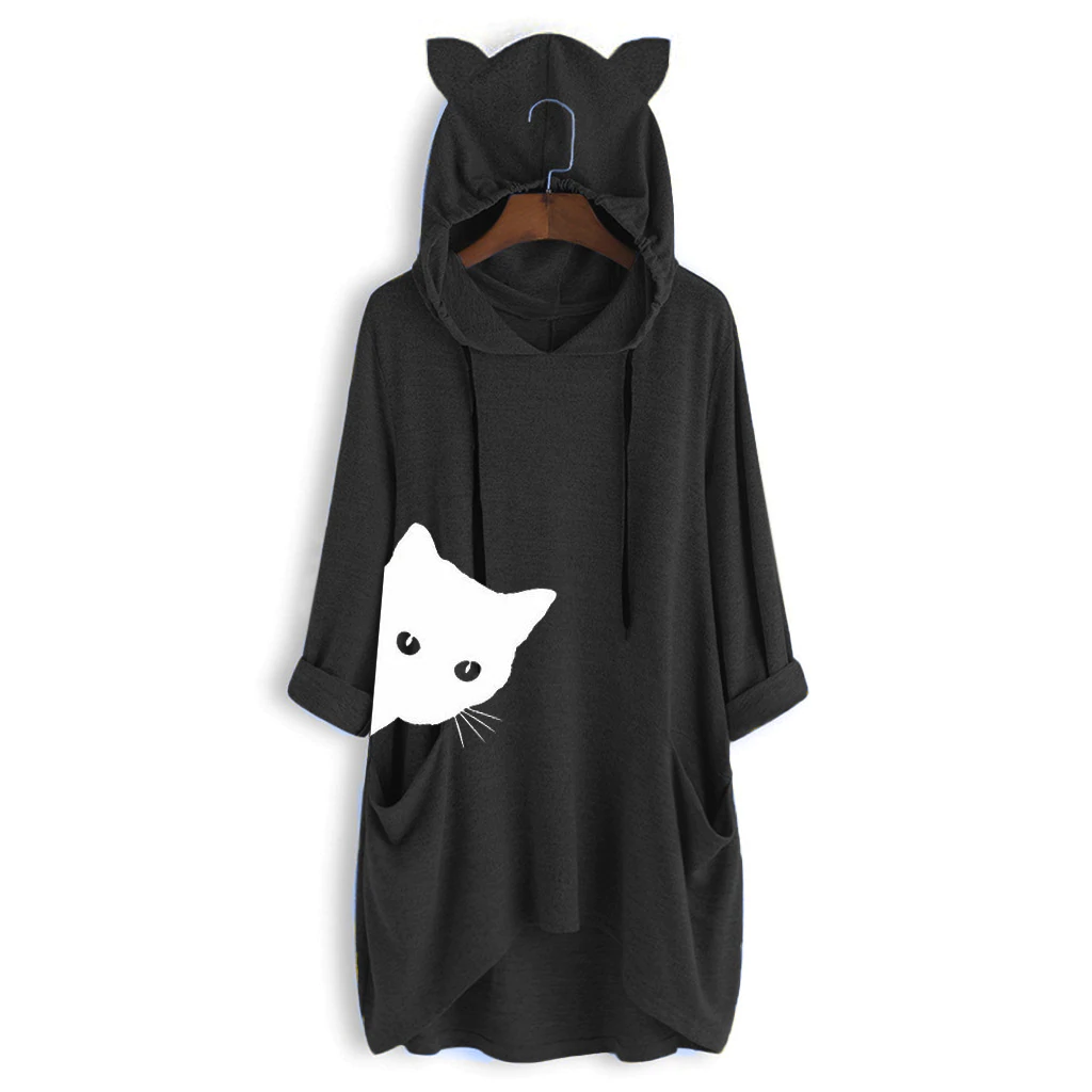 Bluza z długim rękawem z kapturem Top damski
