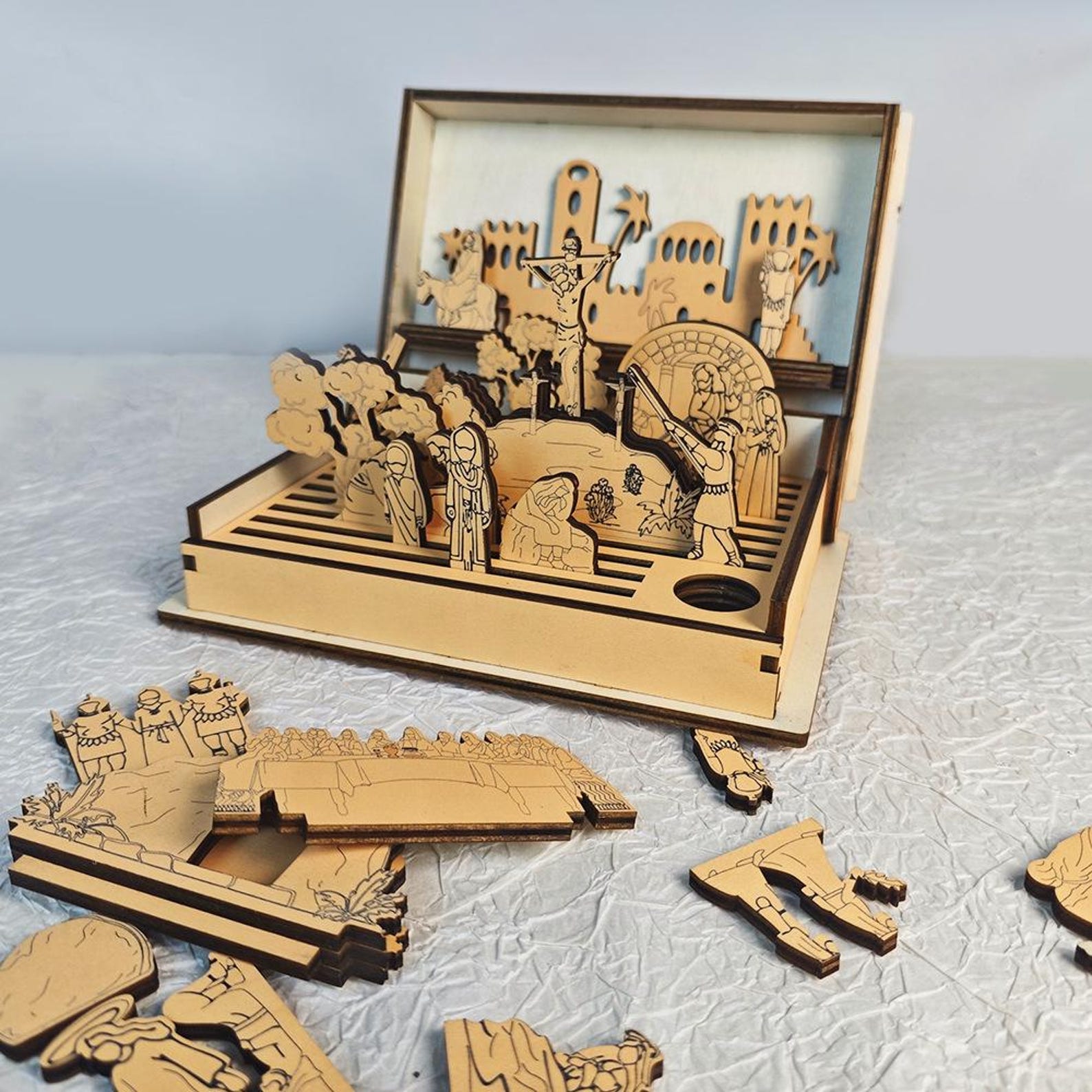 2026 Holy Week Wooden Diorama Book | Unique Religious Heirloom