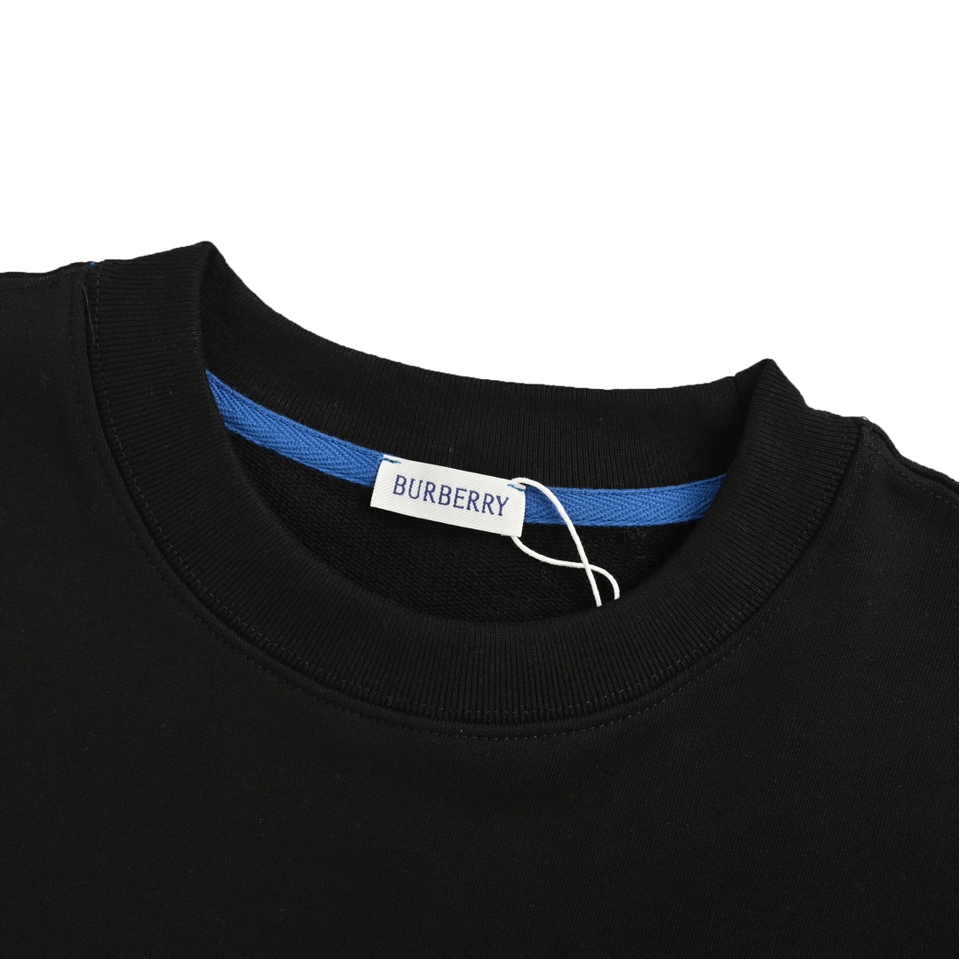 Burberry 24Fw blue embroidered warhorse small logo crew neck sweatshirt