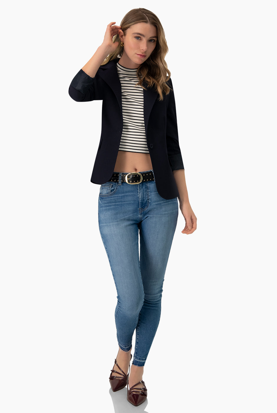 Top de cuello redondo estampado