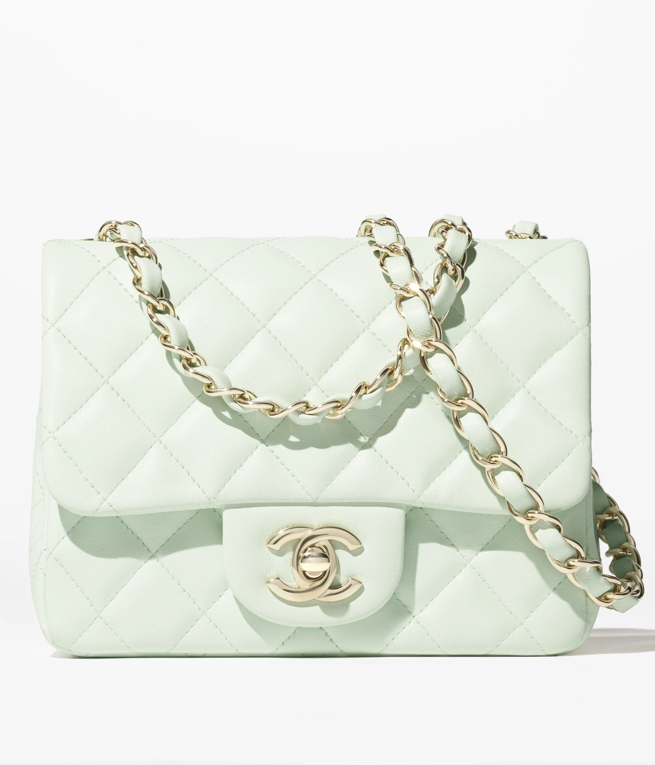 Chanel Mini Classic Bag Lambskin & Gold Metal Light Green A35200-Y04059-NAGER