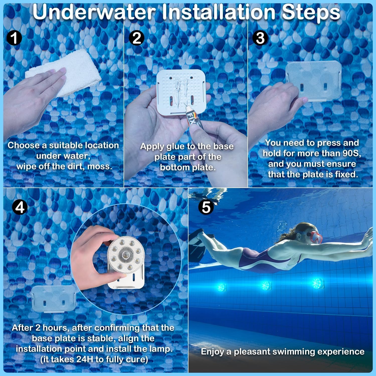 💥ON SALE💥RGB Underwater Pool Lights with RF Remote & Timer - 2 Pack