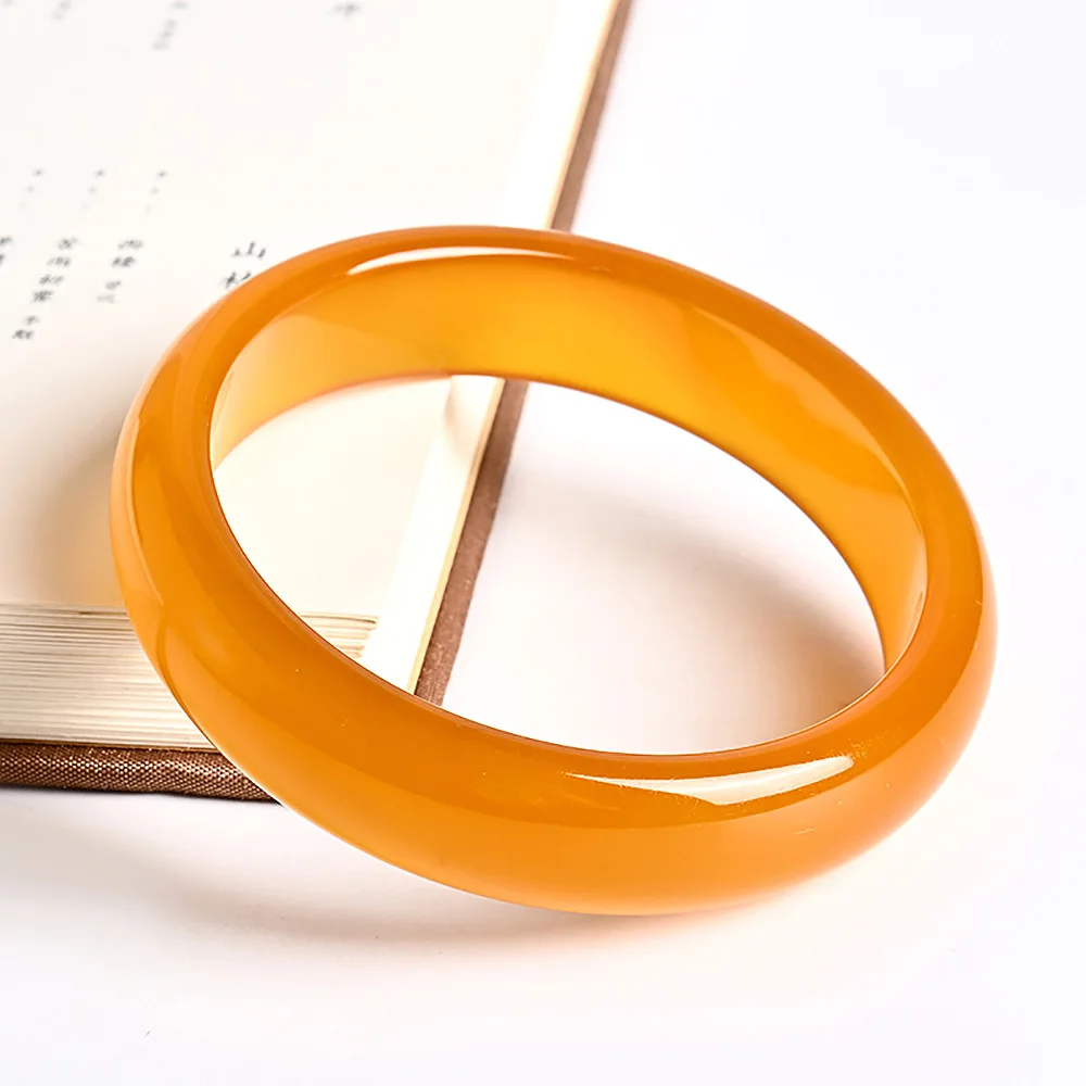 Jade Bracelet Natural Charm Jadeite Yellow Agate Bangle Round Handring For Women Fine Jewelry Holiday Gifts Fashion Accessories