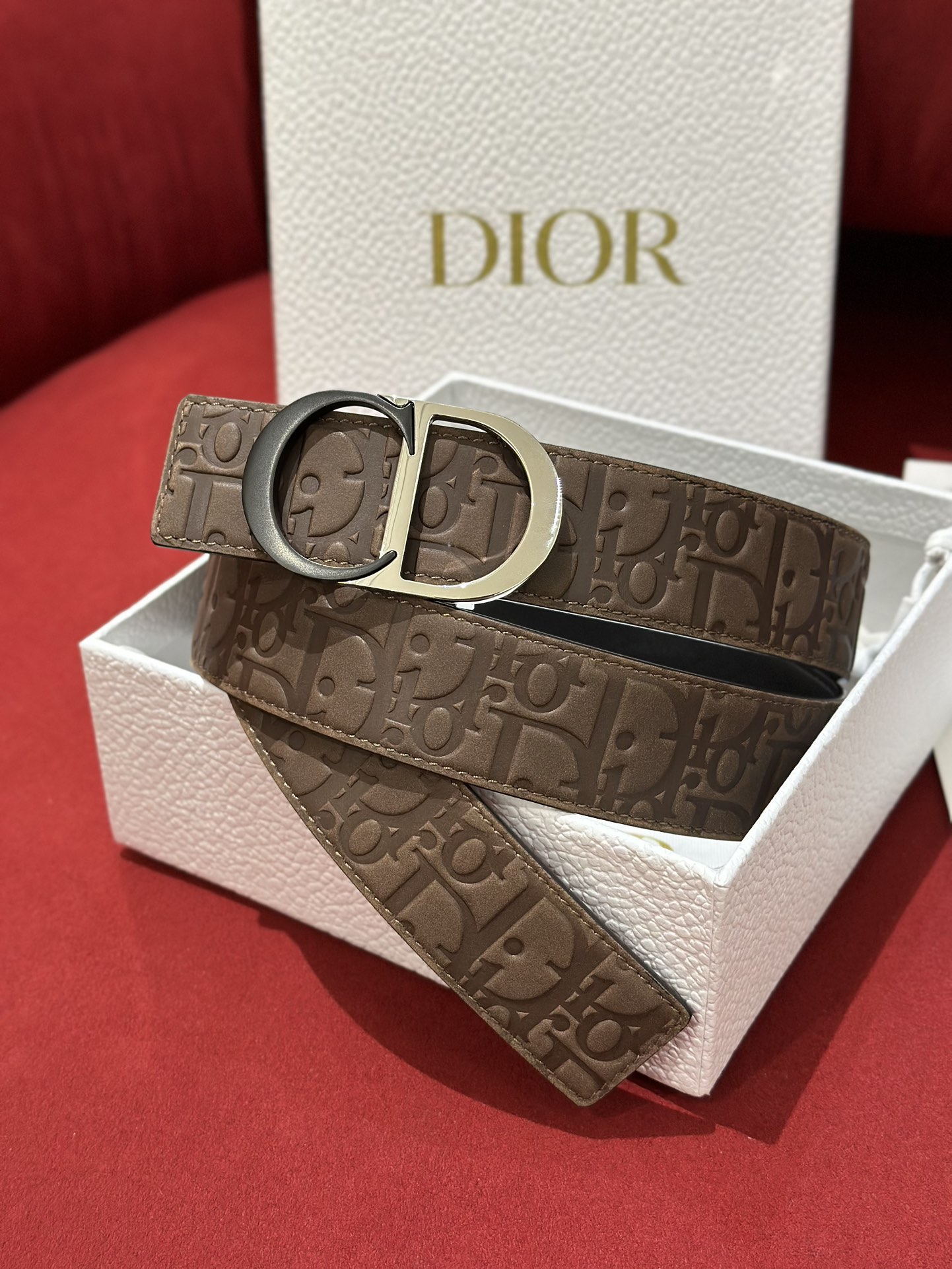 Dior CD Buckle Canvas Leather Belt 3.5CM Width