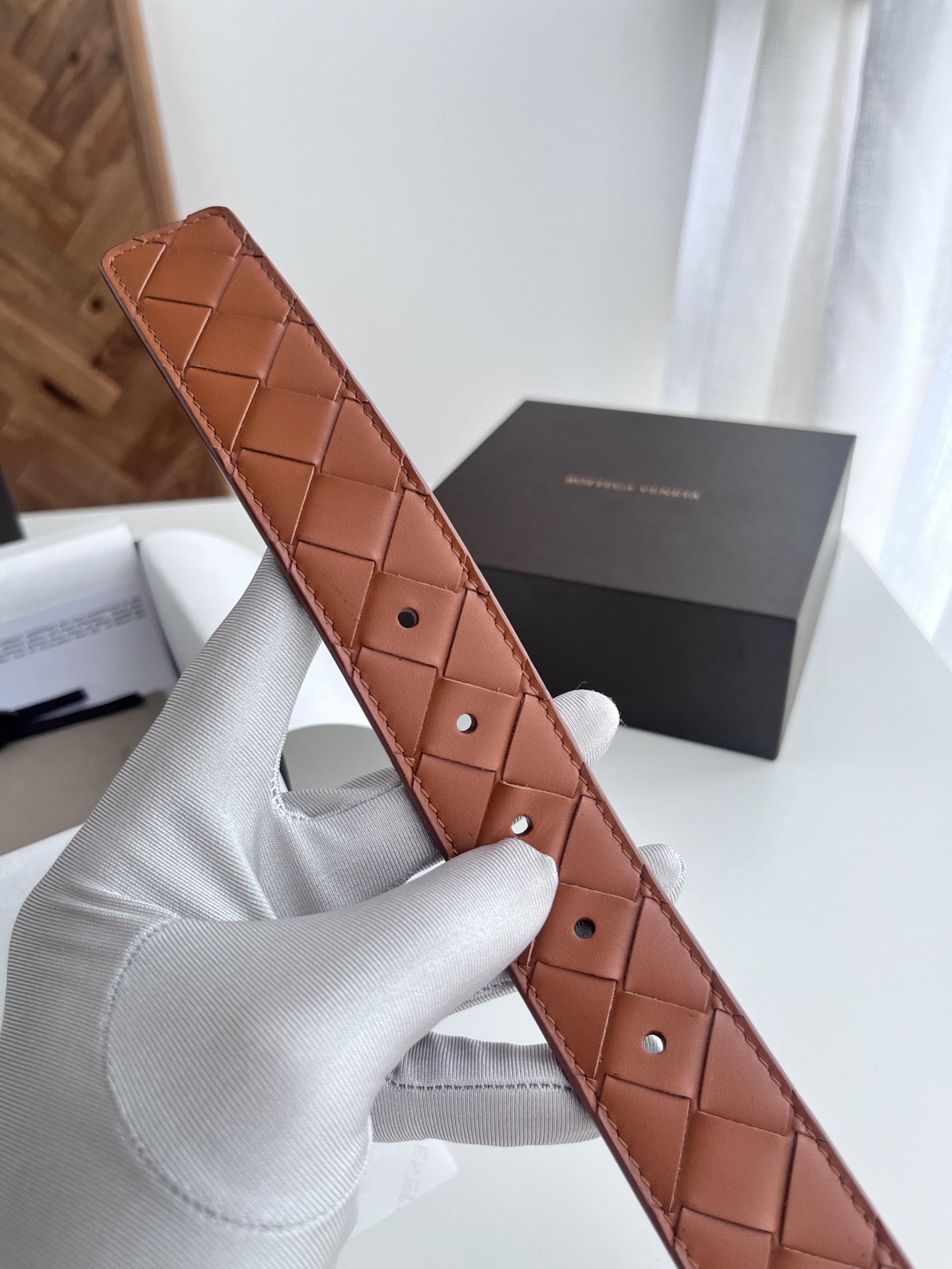 Bottega Veneta intreccio woven leather belt, 3.5cm wide