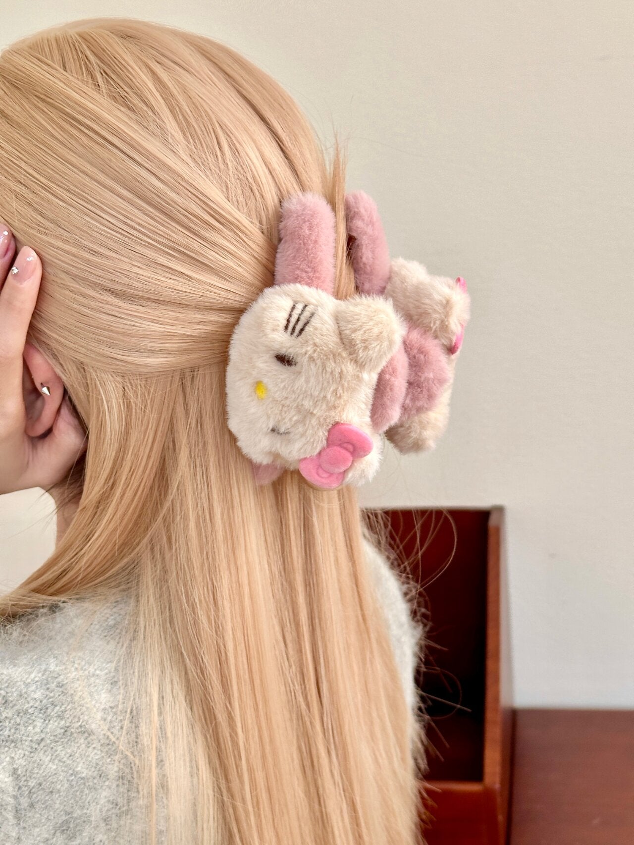 KT Plush Claw Clip for Thick Hair 2 Pcs Rectangular Cute Hair Clips for Women Large Hair Barrettes for Thin Hair Non Slip Hair Jaw Clips Strong Hold for Girls
