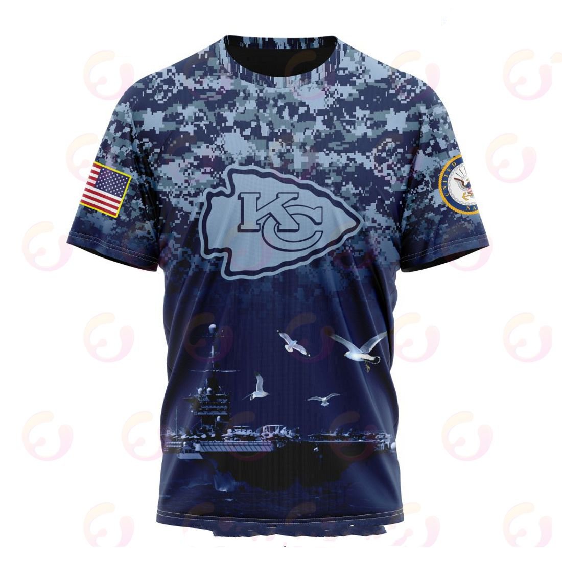KANSAS CITY CHIEFS 3D HOODIE HONOR US NAVY VETERANS