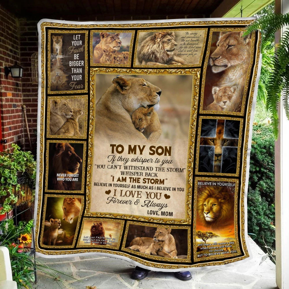 To My Son, I Am The Storm, Love Mom, Lion Sofa Throw Blanket