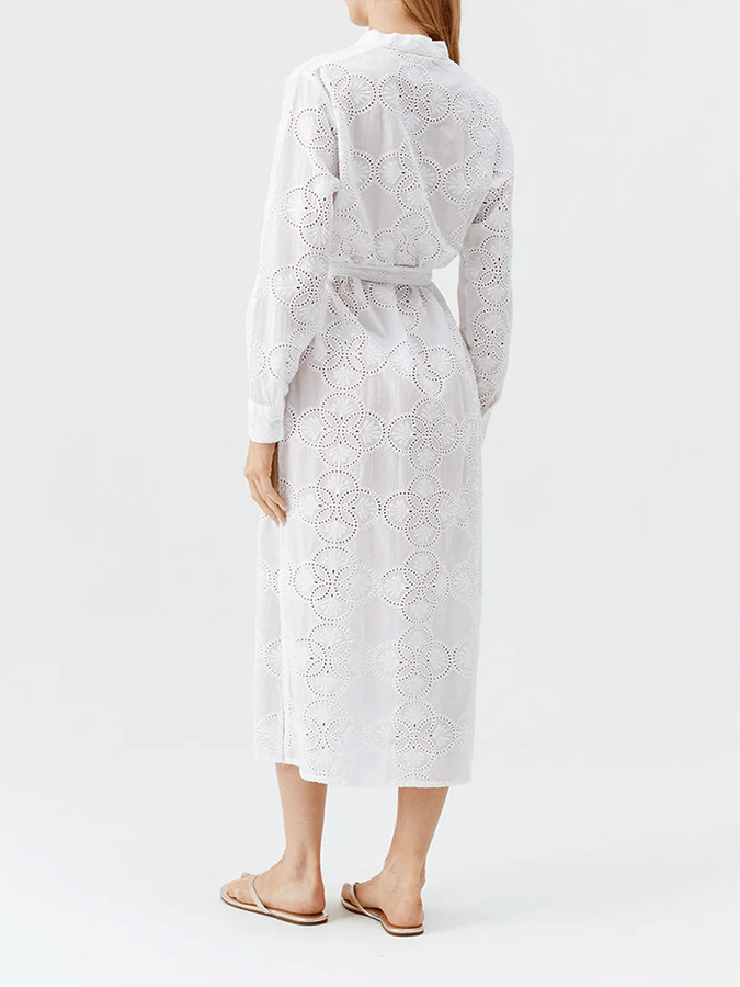 Women's Hollow Lace Design Cotton And Linen Dress