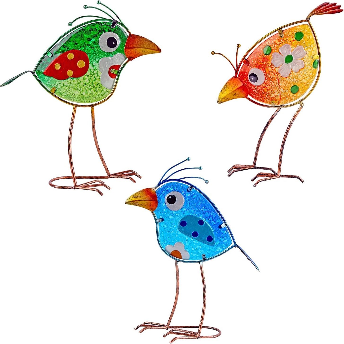 🔥Last Day 50% OFF🔥Funny Metal & Glass Bird Decor - 3 Pack