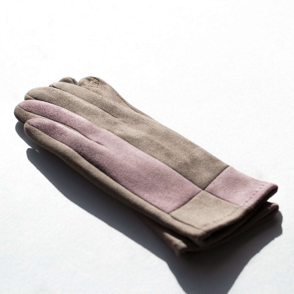 Harlequin Colourblock Suede Effect Gloves