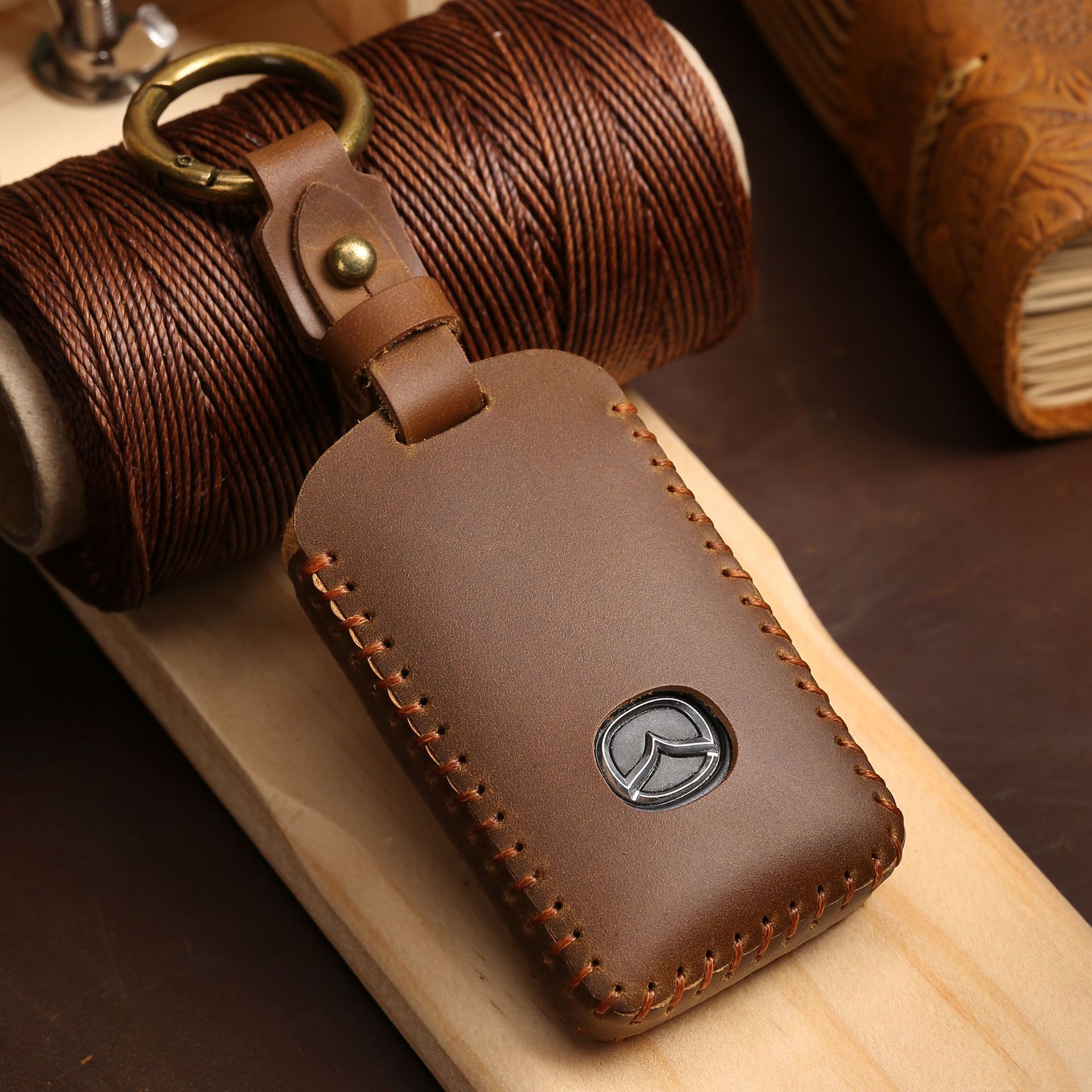 Buttons Genuine Leather Car Key