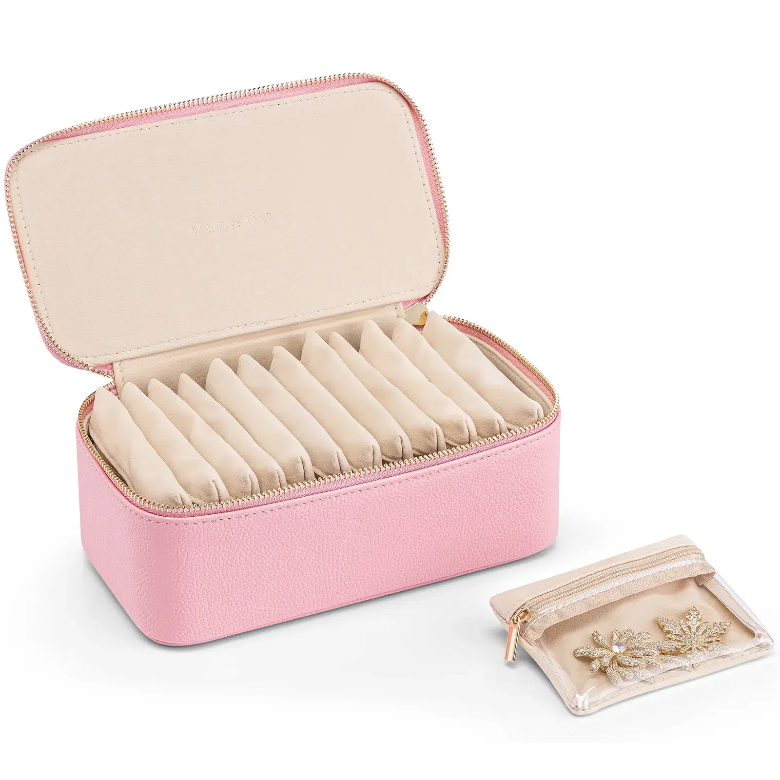 ✨2024 NEW✨Travel Storage Bags,Leather Jewelry Case for 12 Clear Velvet Bags