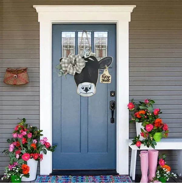 🔥[SAVE 50% OFF]-- Farmhouse Cow Head Welcome Wreath-BUY 2 FREE SHIPPING