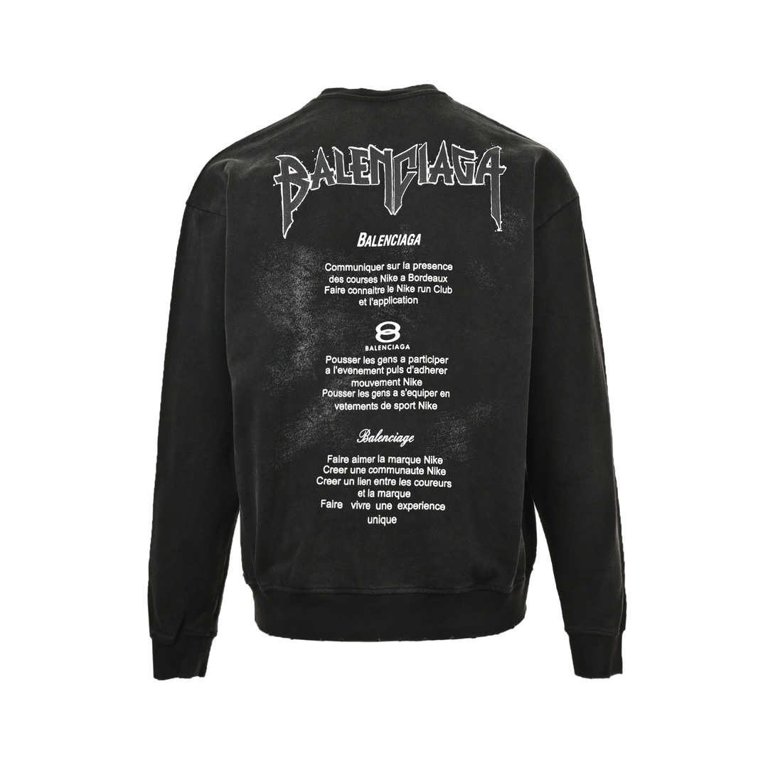Balenciaga 24Fw lettering slogan print washed crew neck sweatshirt