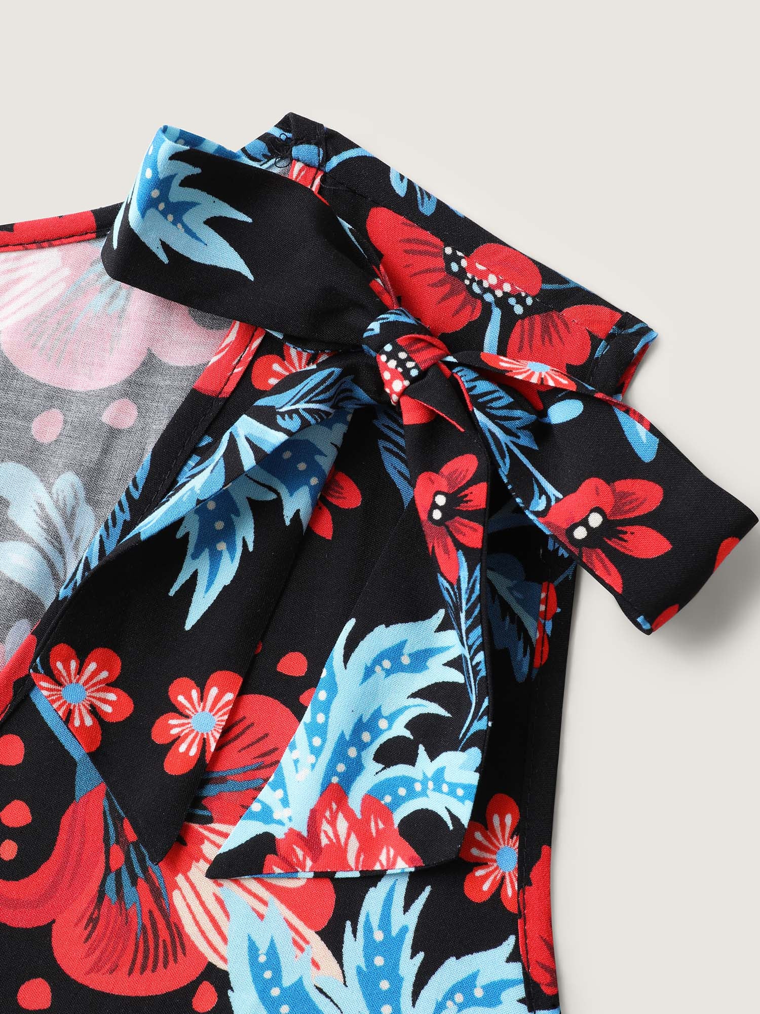 Boho Print Shoulder Tie Midi Dress