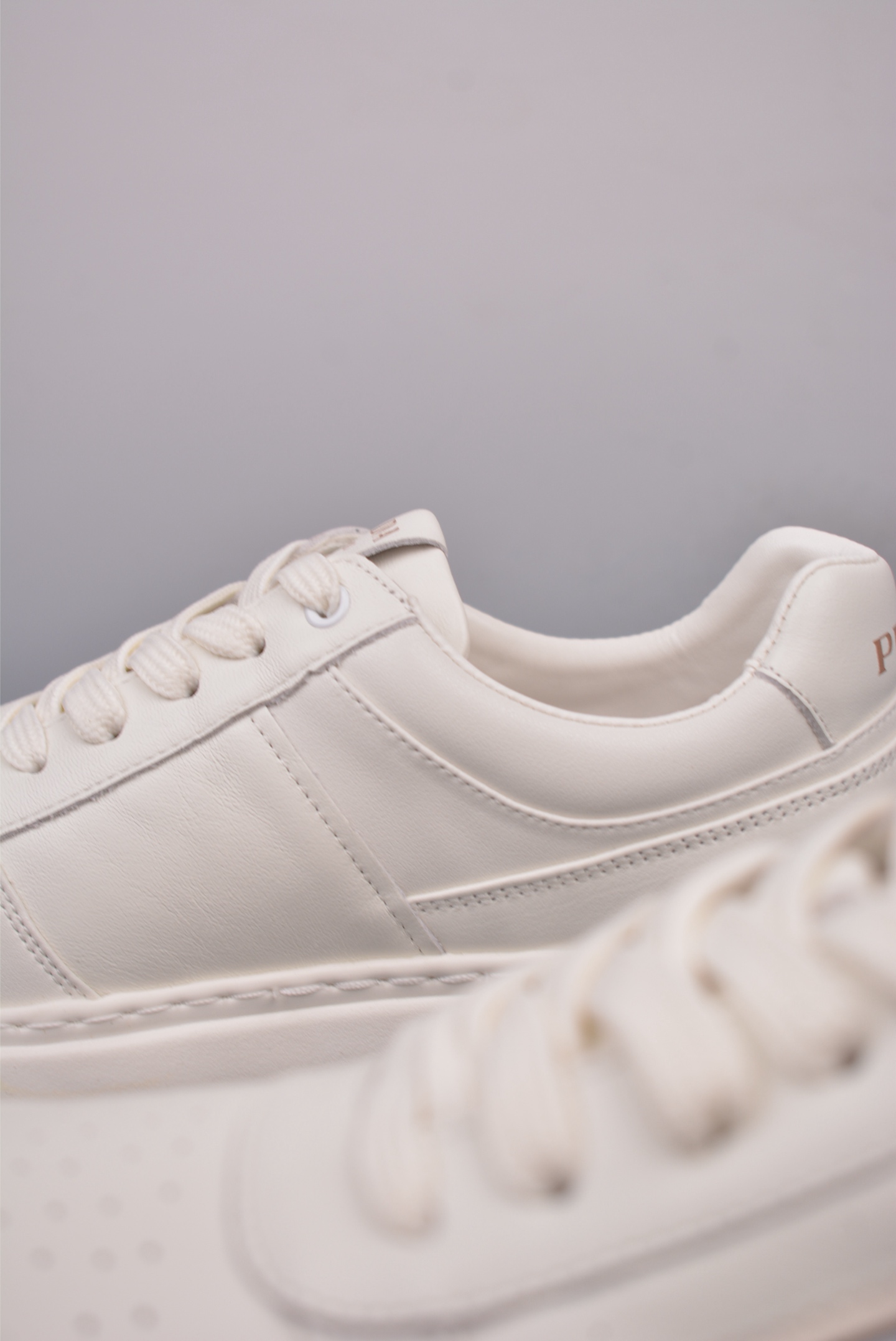 Prada PRAX 01 Triangle Logo Leather Sneakers off-white brown 3D933M_3LF5_FG000
