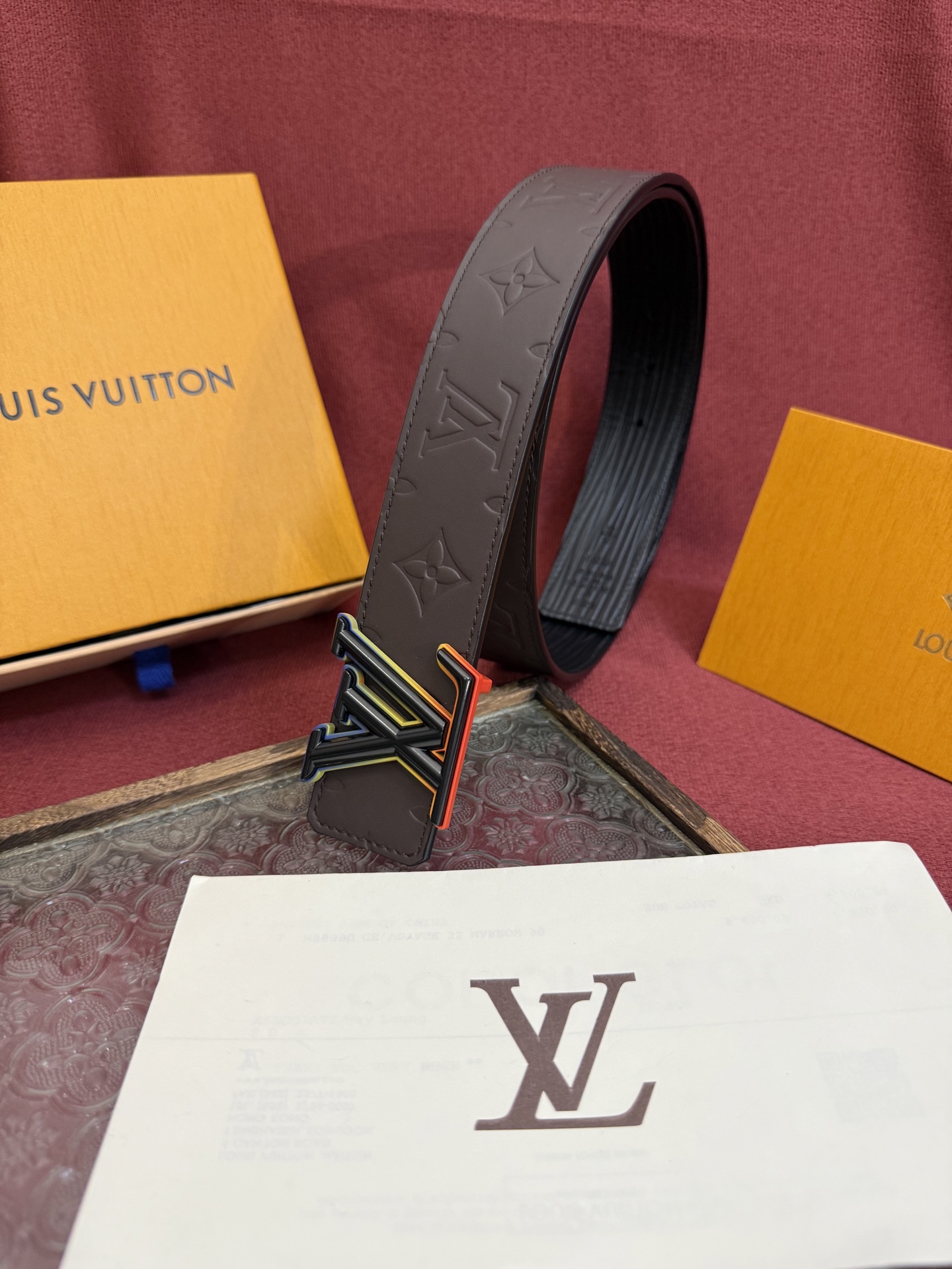 Louis Vuitton Classic Embossed Double-Sided Men's Belt 4CM Width