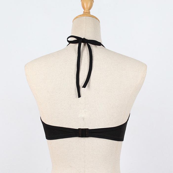 Halter Front Hollow Out Metal Loop Back