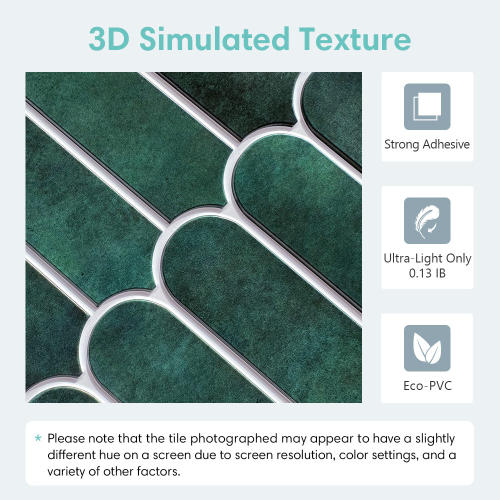 3D Forest Green Fish Scale Peel and Stick Wall Tile