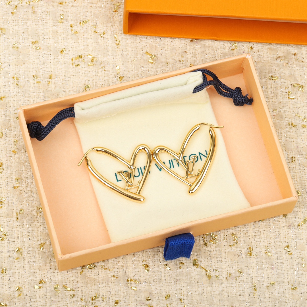 Louis Vuitton Hollow Heart Earrings