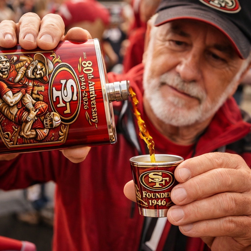 San Francisco 49ers 80th Anniversary Flask Gift Set