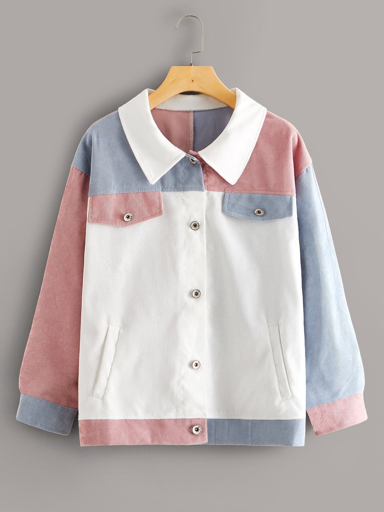 Corduroy Cut And Sew Slant Pocket Jacket