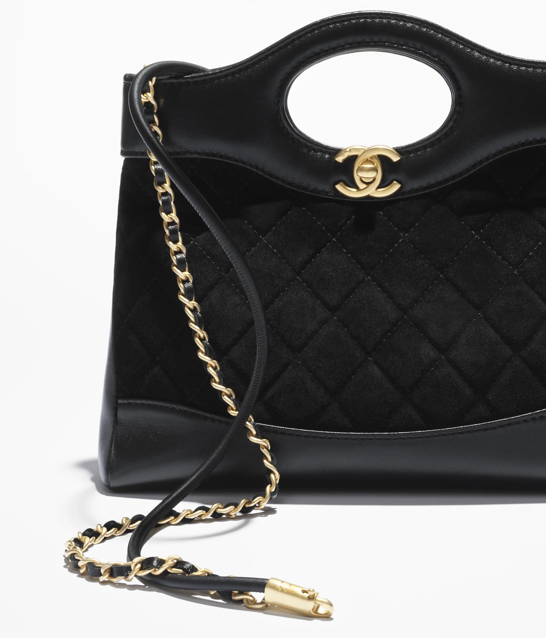 CHANEL 31 Mini Shopping Bag Suede Calfskin, Lambskin & Gold-Tone Metal Black AS4133-B19505-94305