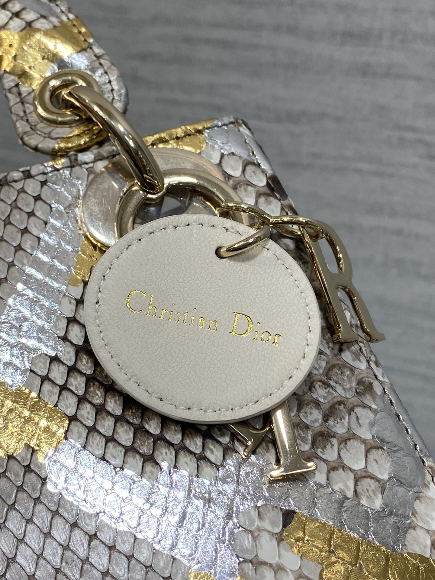 Dior Lady three-grid rare snakeskin Princess Diana bag