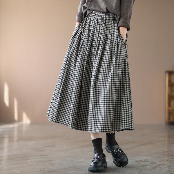 Retro Plaid Printed Comfy Midi Dress