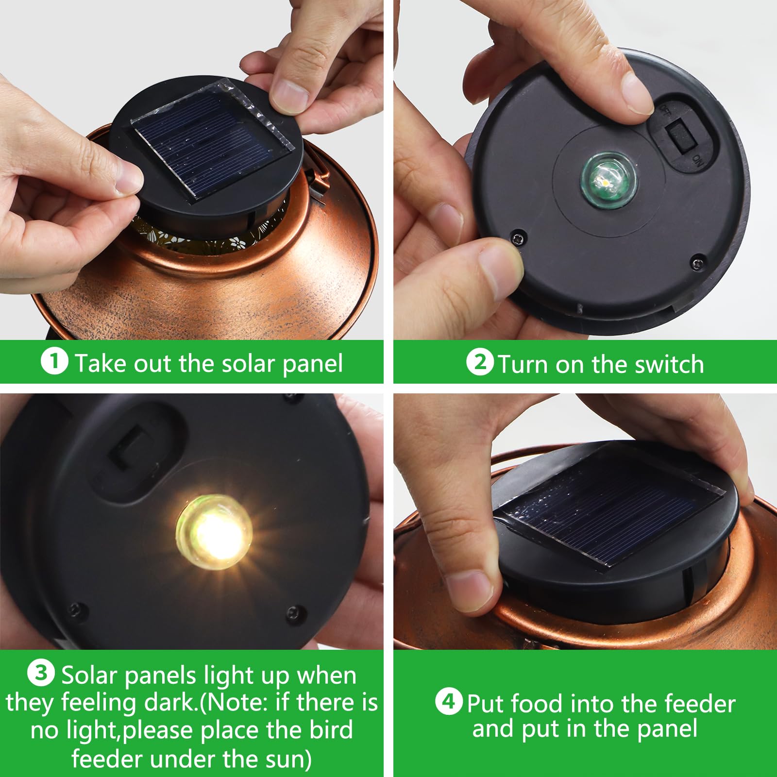 Solar Bird Feeders for Outdoors Metal Lanterns Outdoor Waterproof Hanging Garden Decor