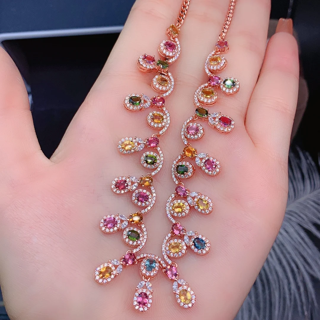 Tourmaline Stone Necklace Women's Silver 925 Jewelry Quality Perfect free delivery women's gem Christmas gift necklace Pendant