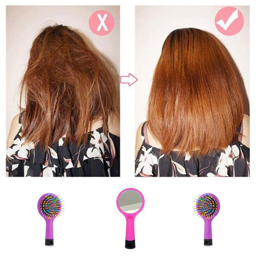 Luna Portable Volume Rainbow Detangling Hair Comb with Mirror