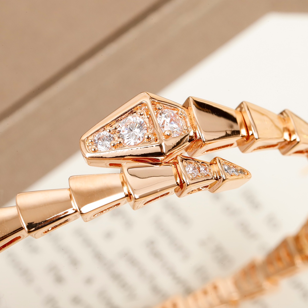 Bulgari head and tail diamond elastic snake bracelet