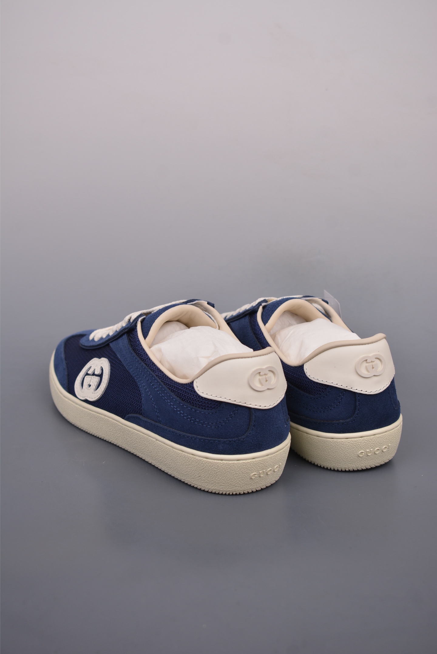 Gucci Interlocking G Suede Sneaker G74 Navy Blue White