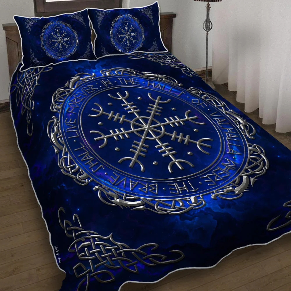 Aegishjalmur Helm Of Awe Viking Quilt Bed Set