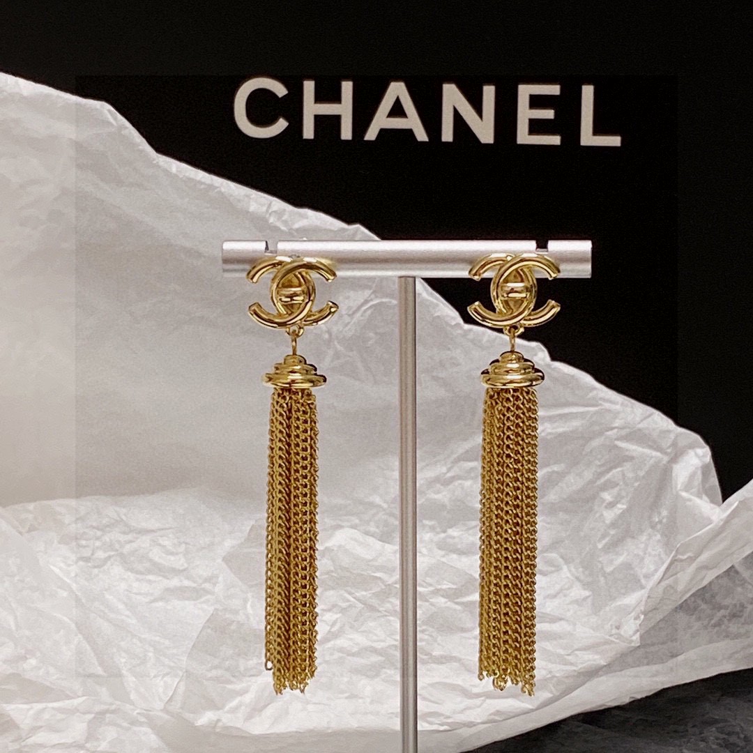 Chanel long tassel earrings