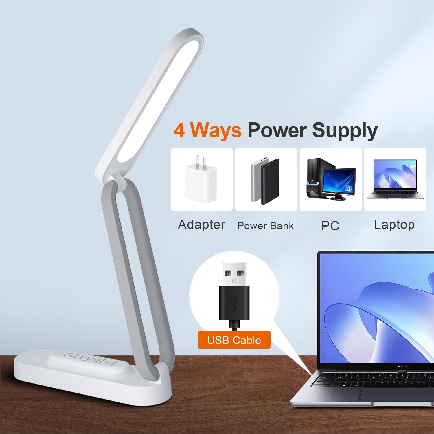 LED Desk Lamp for Office Home & Battery Operated Lamp Rechargeable Lamp Foldable & Portable Light, LED Desk Light Strip, 3 Brightness Dimmable Small Desk Lamp Wireless Reading Lamp