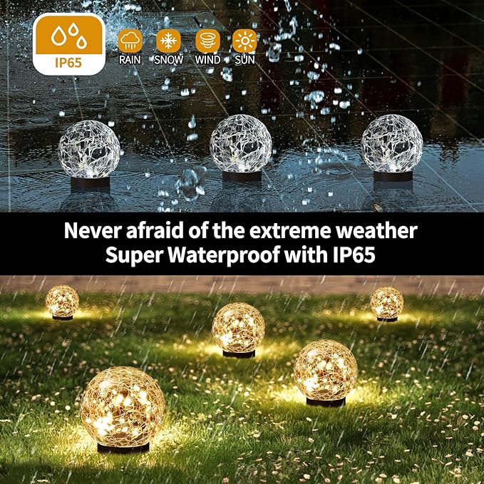 ✨✨Garden Solar Cracked Glass Ball Light