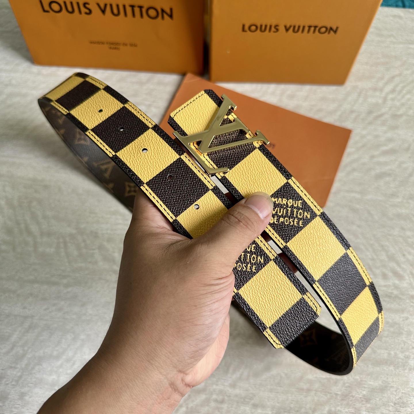 Louis Vuitton Monogram double-sided print belt 4CM wide