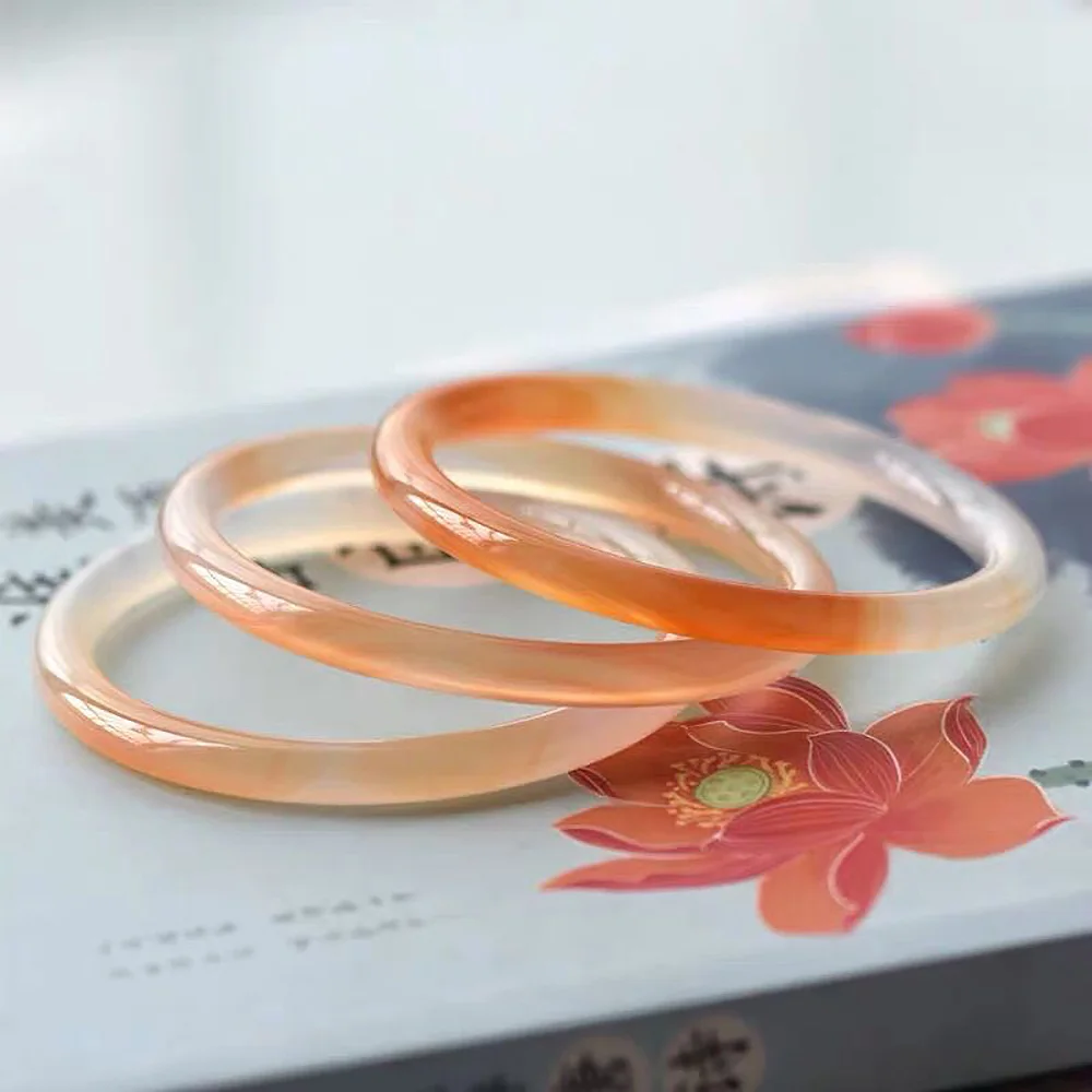 Luxury Bracelet Women Charm Jadeite Natural Agate Stone Round Bangle Fine Jade Jewelry Fashion Accessories Gifts For Girlfriends
