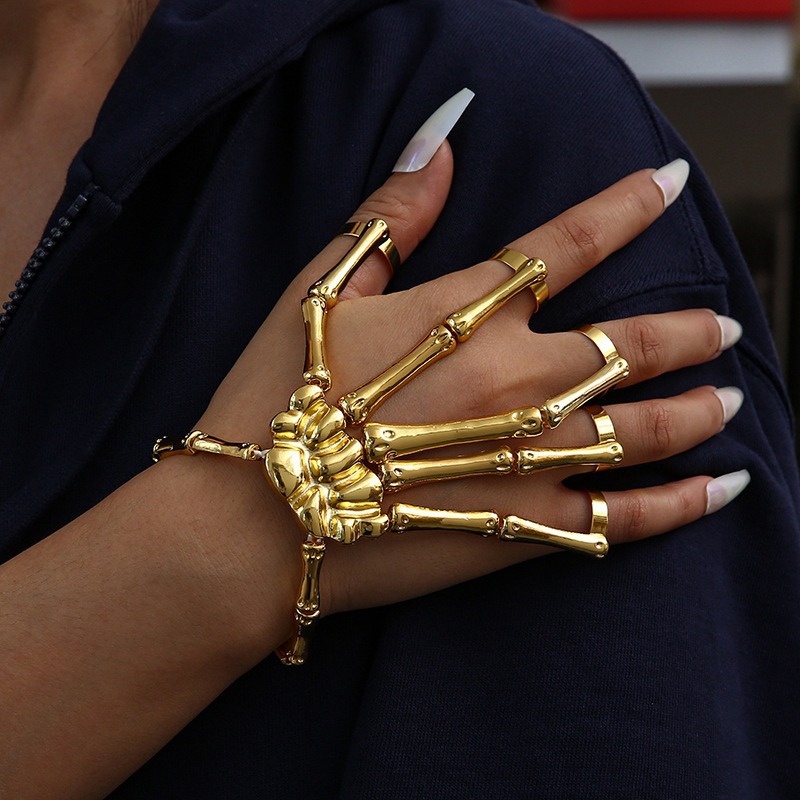 🖤💀Adjustable Punk Skull Hand Bone Ring Bracelet🖤Buy 3 Pcs Get 10% Off & Free Shipping