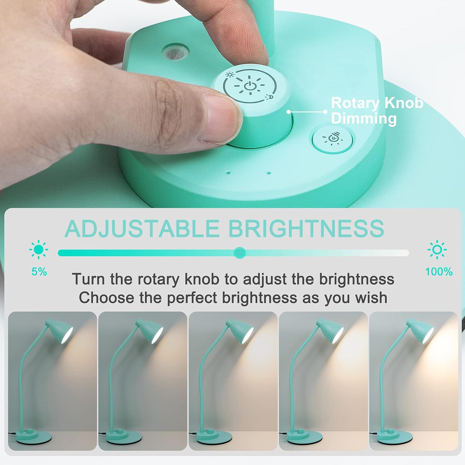 BOHON LED Desk Lamp with USB Charging Port 3 Color Modes Dimmable Reading Light Intelligent Induction Auto Dimming Task Lamp Flexible Gooseneck Table Lamp for Bedside Office, AC Adapter Include