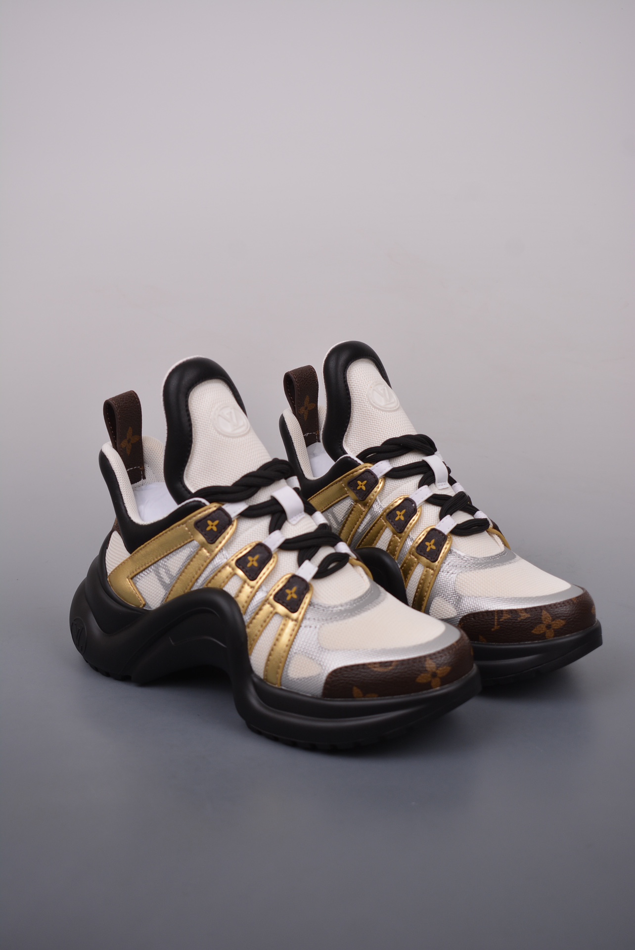 Louis Vuitton Archlight Sneakers White Gold Brown Jacquard