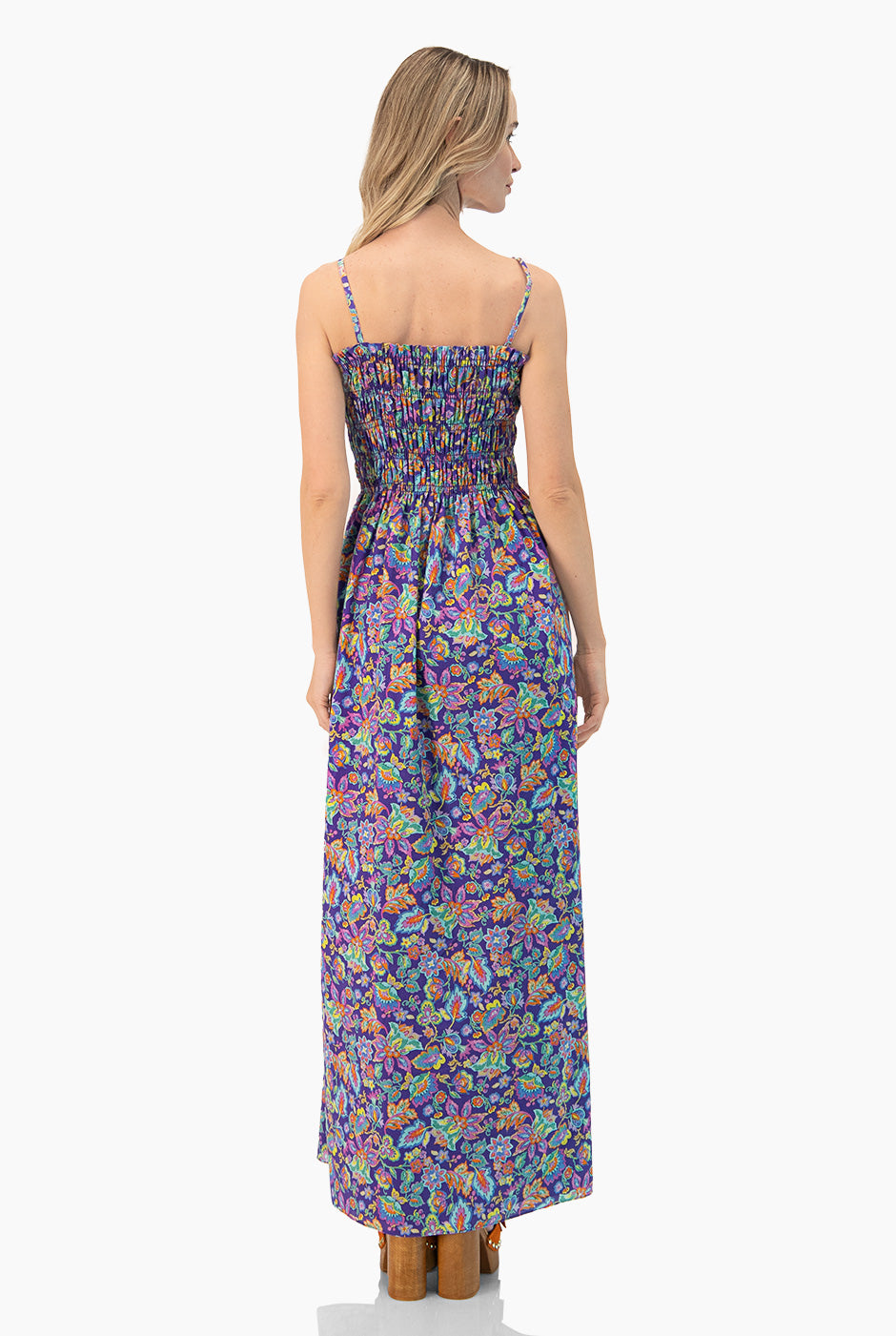 Vestido midi con detalle de smock