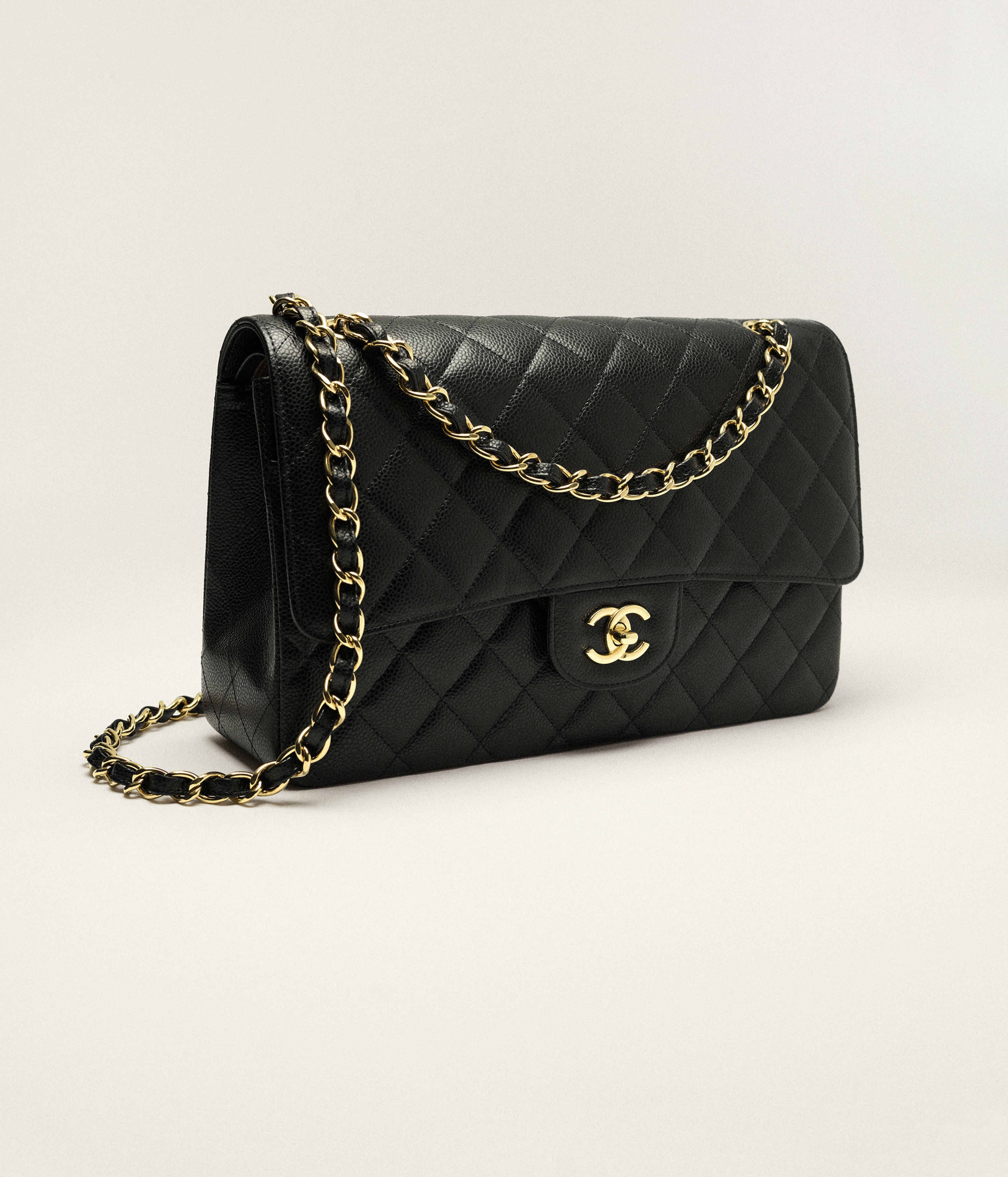 Chanel Large Classic Bag Grained Calfskin & Gold-Tone Metal Black A58600-Y01864-C3906